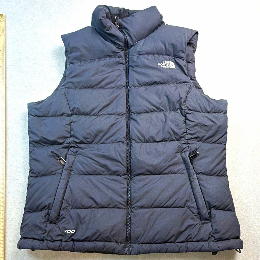 The North Face womens M Black 700 Down Puffer Vest Full Zip Stand-Up Collar